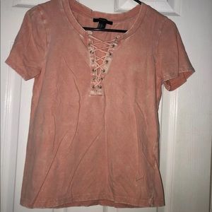 FORVER 21 Distressed Lace Up Shirt S